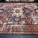 11’8 x 15’7 Classic Antique Rug Muted Red, Blue, Cream