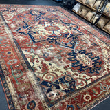 11’8 x 15’7 Classic Antique Rug Muted Red, Blue, Cream