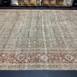 10’4 x 16’1 Classic Antique Rug Muted Sage Green, Bone Gray & Rust 5705