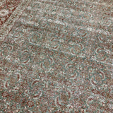 10’4 x 16’1 Classic Antique Rug Muted Sage Green, Bone Gray & Rust 5705