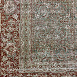 10’4 x 16’1 Classic Antique Rug Muted Sage Green, Bone Gray & Rust 5705