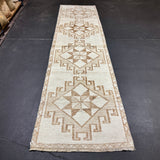 2’10 x 11’6 Vintage Herki Runner Cream, Beige & Light Brown 5519
