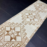 2’10 x 11’6 Vintage Herki Runner Cream, Beige & Light Brown 5519