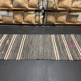3’ x 10’4  Vintage Turkish Kilim Runner Gray Tweed & White 5679