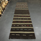 3' x 10’8 Vintage Turkish Kilim Runner Dark Brown & White 5677