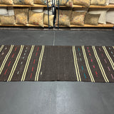 3' x 10’8 Vintage Turkish Kilim Runner Dark Brown & White 5677