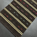 3' x 10’8 Vintage Turkish Kilim Runner Dark Brown & White 5677