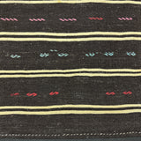 3' x 10’8 Vintage Turkish Kilim Runner Dark Brown & White 5677