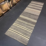 2’8 x 9’4  Vintage Turkish Kilim Runner Gray Tweed & White 5670