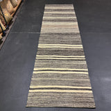 2’8 x 9’4  Vintage Turkish Kilim Runner Gray Tweed & White 5670