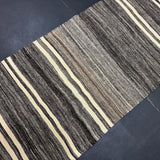 2’8 x 9’4  Vintage Turkish Kilim Runner Gray Tweed & White 5670