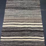 2’8 x 9’4  Vintage Turkish Kilim Runner Gray Tweed & White 5670