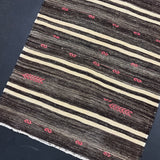 3’ x 9’  Vintage Turkish Kilim Runner Brown Tweed & White 5665