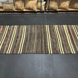 3’ x 9’  Vintage Turkish Kilim Runner Brown Tweed & White 5665