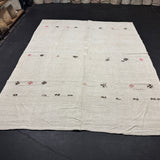 7’4 x 10’  Vintage Organic Hemp Rug Off White Flatweave Rug 5639