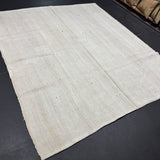 7’ x 8’  Vintage Organic Hemp Rug Off White Flatweave Rug 5643