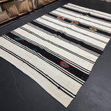 6’11 x 10’10 Organic Hemp Rug and Goat Hair Off White + Brown Vintage Flatweave Kilim 3166