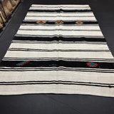 6’11 x 10’10 Organic Hemp Rug and Goat Hair Off White + Brown Vintage Flatweave Kilim 3166