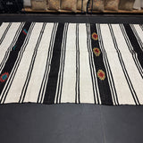 6’11 x 10’10 Organic Hemp Rug and Goat Hair Off White + Brown Vintage Flatweave Kilim 3166