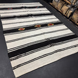 6’11 x 10’10 Organic Hemp Rug and Goat Hair Off White + Brown Vintage Flatweave Kilim 3166