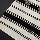 6’11 x 10’10 Organic Hemp Rug and Goat Hair Off White + Brown Vintage Flatweave Kilim 3166