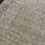 9’ x 12’5 Classic Vintage Rug Muted Dark Camel Beige + Wine 5436