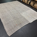 7’4 x 10’ Organic Hemp and Goat Hair Kilim Gray Tweed 5626