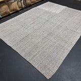 7’4 x 10’ Organic Hemp and Goat Hair Kilim Gray Tweed 5626
