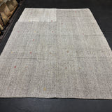 7’4 x 10’ Organic Hemp and Goat Hair Kilim Gray Tweed 5626