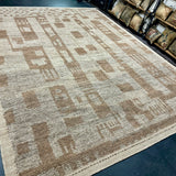10’5 x 14’2 Moroccan Rug Pure Soft Organic Wool Natural Warm Copper-Beige and Gray-Beige MK4291