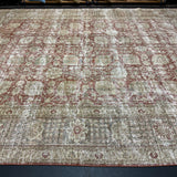11’4 x 14’3 Classic Vintage Rug Muted Rust, Taupe, Clay Green & Gray 5718
