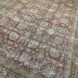 11’4 x 14’3 Classic Vintage Rug Muted Rust, Taupe, Clay Green & Gray 5718