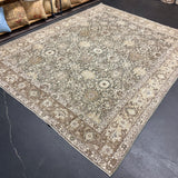 8’1 x 10’3 Classic Vintage Rug Muted  Clay Green- Gray, Beige & Brown 5727
