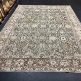 8’1 x 10’3 Classic Vintage Rug Muted  Clay Green- Gray, Beige & Brown 5727