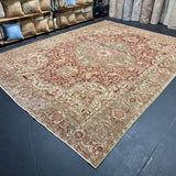 10’4 x 14’1 Classic Antique Heriz Rug Oxblood, Clay Green & Ivory Cream 5725