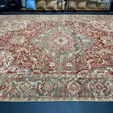 10’4 x 14’1 Classic Antique Heriz Rug Oxblood, Clay Green & Ivory Cream 5725