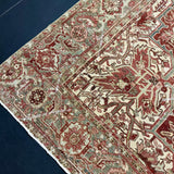 10’4 x 14’1 Classic Antique Heriz Rug Oxblood, Clay Green & Ivory Cream 5725