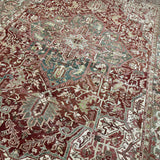 10’4 x 14’1 Classic Antique Heriz Rug Oxblood, Clay Green & Ivory Cream 5725