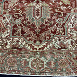 10’4 x 14’1 Classic Antique Heriz Rug Oxblood, Clay Green & Ivory Cream 5725