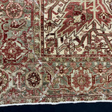 10’4 x 14’1 Classic Antique Heriz Rug Oxblood, Clay Green & Ivory Cream 5725