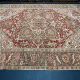 9’11 x 13’1 Classic Antique Heriz Rug Olive and Army Green, Warm Red & Ivory 5724