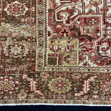 9’11 x 13’1 Classic Antique Heriz Rug Olive and Army Green, Warm Red & Ivory 5724