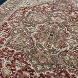 9’11 x 13’1 Classic Antique Heriz Rug Olive and Army Green, Warm Red & Ivory 5724