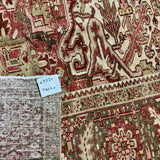 9’11 x 13’1 Classic Antique Heriz Rug Olive and Army Green, Warm Red & Ivory 5724