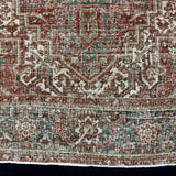 9’4 x 12’6 Classic Antique Heriz Rug Army Green, Brick Red & Cream 5726