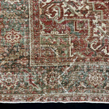 9’4 x 12’6 Classic Antique Heriz Rug Army Green, Brick Red & Cream 5726
