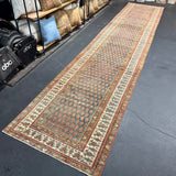 3’4 x 16’7 Classic Antique Runner Muted  Slate, Red, Bone & Chartreuse 5729