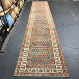3’4 x 16’7 Classic Antique Runner Muted  Slate, Red, Bone & Chartreuse 5729