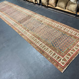 3’4 x 16’7 Classic Antique Runner Muted  Slate, Red, Bone & Chartreuse 5729