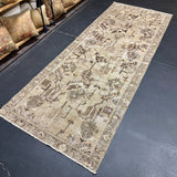 3’8 x 9’9 Classic Vintage Runner Muted Gray- Taupe, Cognac and Clay Green 5690